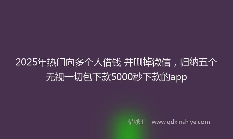 2025年热门向多个人借钱 并删掉微信，归纳五个无视一切包下款5000秒下款的app