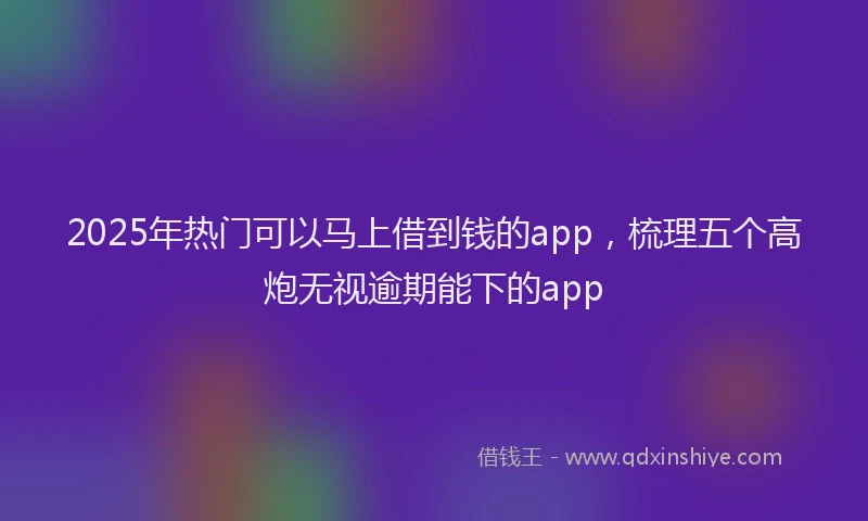 2025年热门可以马上借到钱的app，梳理五个高炮无视逾期能下的app