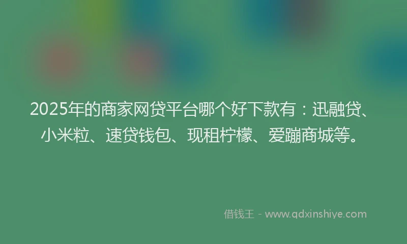 2025年的商家网贷平台哪个好下款有：迅融贷、小米粒、速贷钱包、现租柠檬、爱蹦商城等。