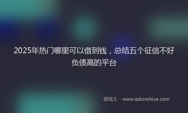 2025年热门哪里可以借到钱，总结五个征信不好负债高的平台