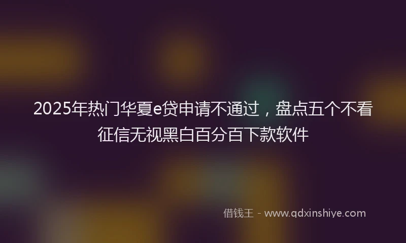 2025年热门华夏e贷申请不通过，盘点五个不看征信无视黑白百分百下款软件