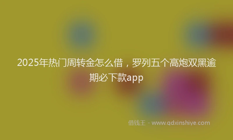 2025年热门周转金怎么借，罗列五个高炮双黑逾期必下款app
