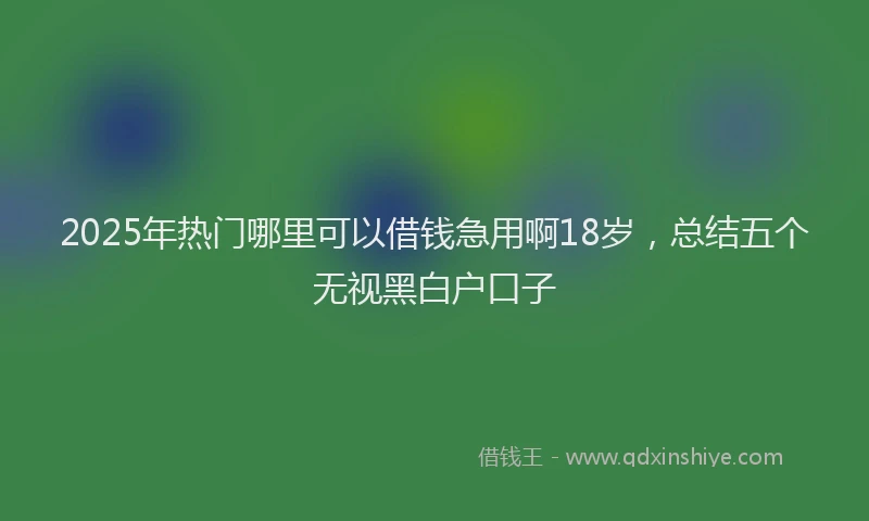 2025年热门哪里可以借钱急用啊18岁，总结五个无视黑白户口子