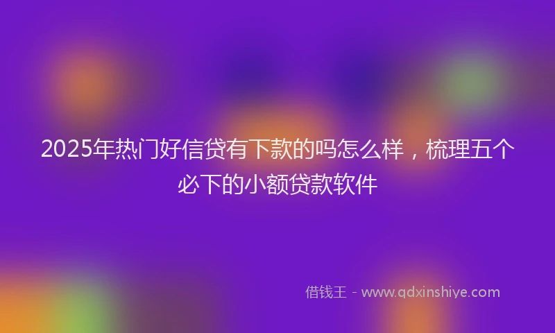 2025年热门好信贷有下款的吗怎么样，梳理五个必下的小额贷款软件