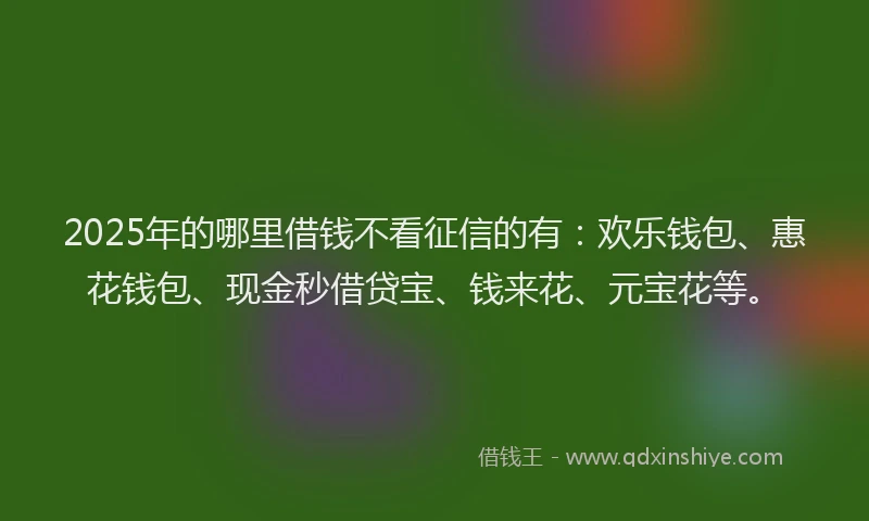 2025年的哪里借钱不看征信的有：欢乐钱包、惠花钱包、现金秒借贷宝、钱来花、元宝花等。