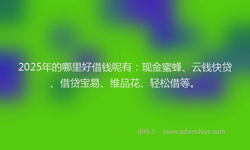 2025年的哪里好借钱呢有：现金蜜蜂、云钱快贷、借贷宝易、维品花、轻松借等。