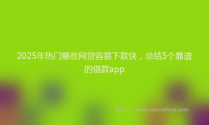 2025年热门哪些网贷容易下款快，总结5个靠谱的借款app