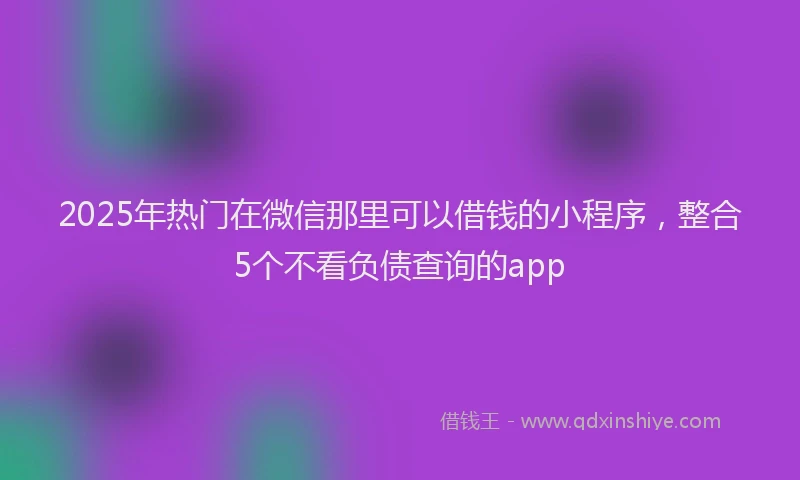 2025年热门在微信那里可以借钱的小程序，整合5个不看负债查询的app