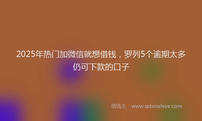 2025年热门加微信就想借钱，罗列5个逾期太多仍可下款的口子