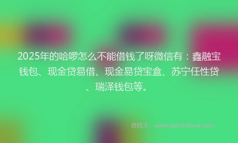 2025年的哈啰怎么不能借钱了呀微信有：鑫融宝钱包、现金贷易借、现金易贷宝盒、苏宁任性贷、瑞泽钱包等。