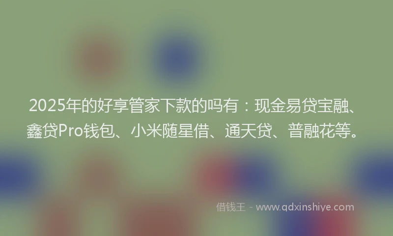 2025年的好享管家下款的吗有：现金易贷宝融、鑫贷Pro钱包、小米随星借、通天贷、普融花等。