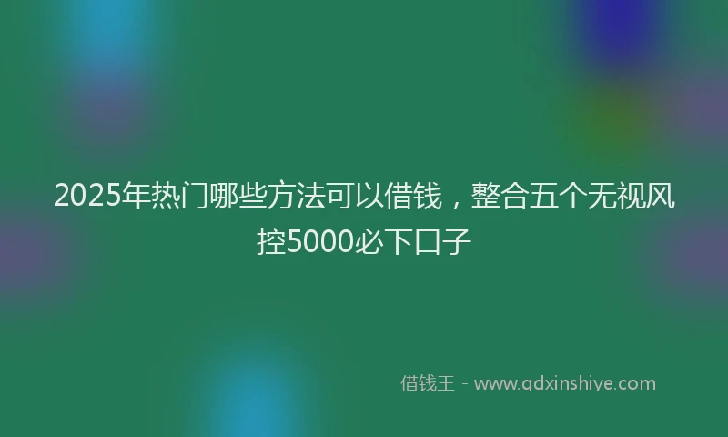 2025年热门哪些方法可以借钱，整合五个无视风控5000必下口子
