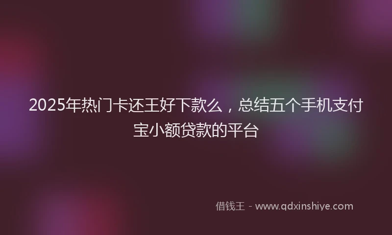 2025年热门卡还王好下款么，总结五个手机支付宝小额贷款的平台