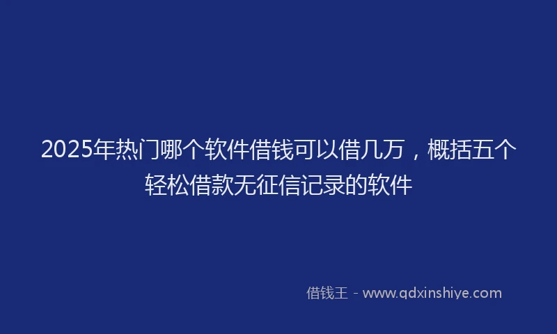 2025年热门哪个软件借钱可以借几万，概括五个轻松借款无征信记录的软件