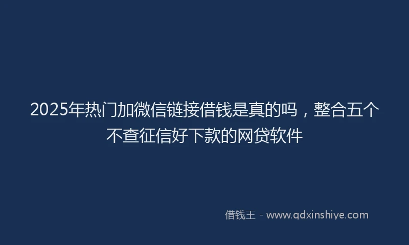 2025年热门加微信链接借钱是真的吗，整合五个不查征信好下款的网贷软件