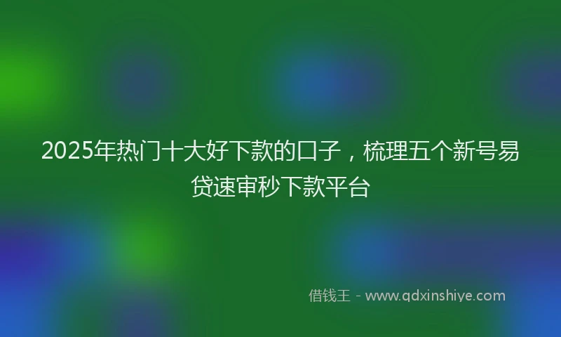 2025年热门十大好下款的口子，梳理五个新号易贷速审秒下款平台