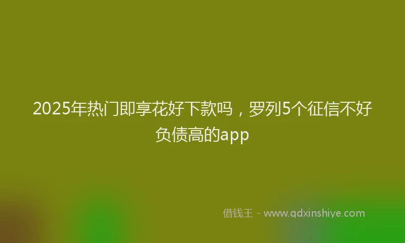 2025年热门即享花好下款吗，罗列5个征信不好负债高的app