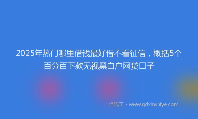 2025年热门哪里借钱最好借不看征信，概括5个百分百下款无视黑白户网贷口子