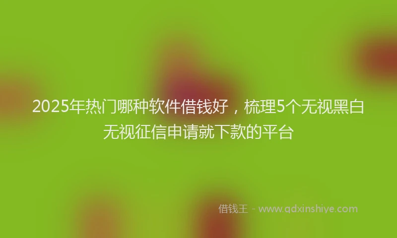 2025年热门哪种软件借钱好，梳理5个无视黑白无视征信申请就下款的平台