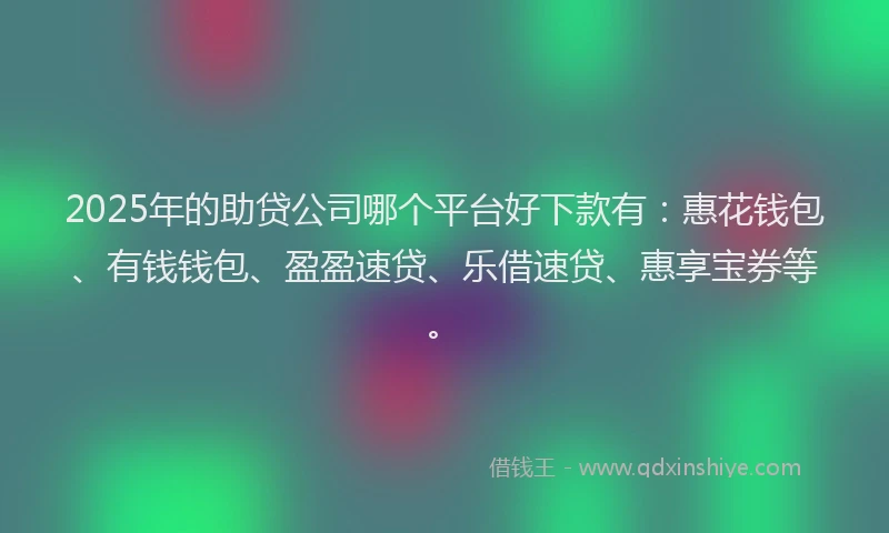 2025年的助贷公司哪个平台好下款有：惠花钱包、有钱钱包、盈盈速贷、乐借速贷、惠享宝券等。