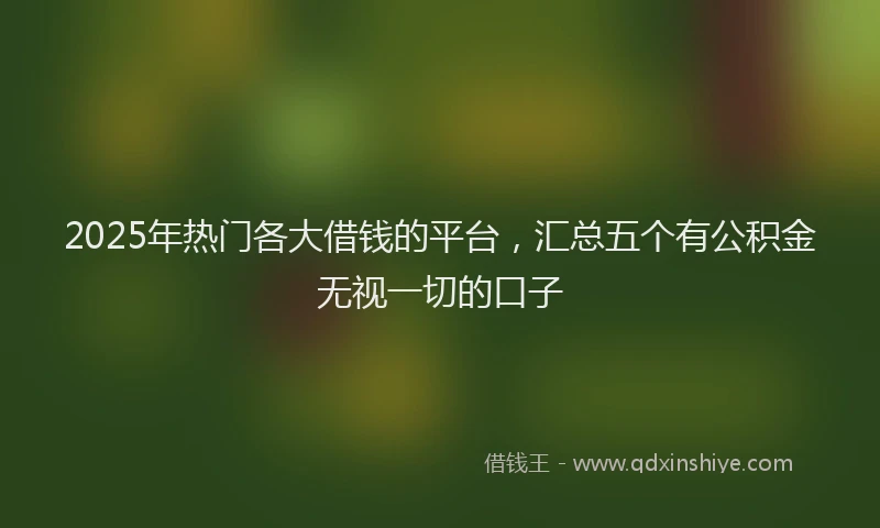 2025年热门各大借钱的平台，汇总五个有公积金无视一切的口子