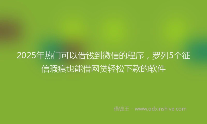 2025年热门可以借钱到微信的程序，罗列5个征信瑕疵也能借网贷轻松下款的软件