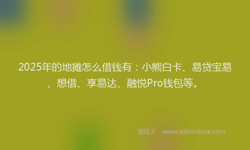 2025年的地摊怎么借钱有：小熊白卡、易贷宝易、想借、享易达、融悦Pro钱包等。