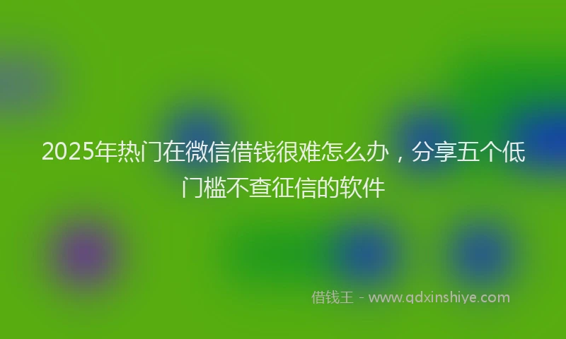2025年热门在微信借钱很难怎么办，分享五个低门槛不查征信的软件