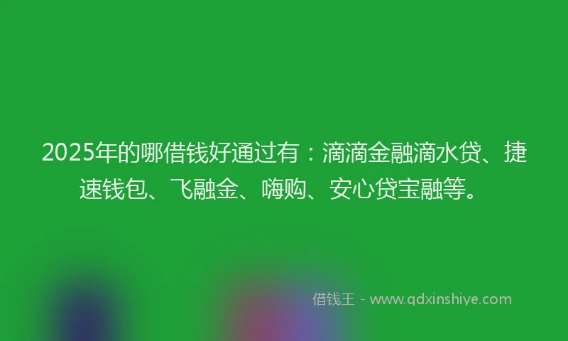 2025年的哪借钱好通过有：滴滴金融滴水贷、捷速钱包、飞融金、嗨购、安心贷宝融等。