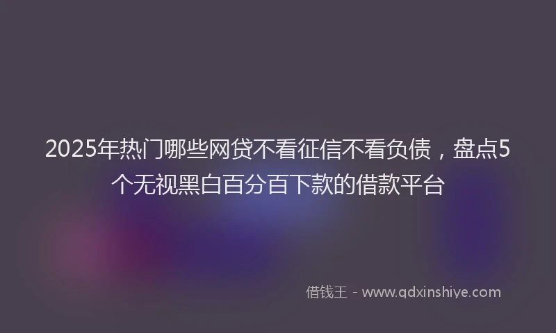 2025年热门哪些网贷不看征信不看负债，盘点5个无视黑白百分百下款的借款平台