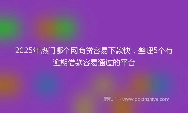 2025年热门哪个网商贷容易下款快，整理5个有逾期借款容易通过的平台