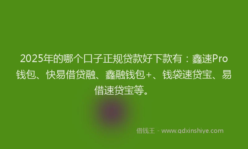 2025年的哪个口子正规贷款好下款有：鑫速Pro钱包、快易借贷融、鑫融钱包+、钱袋速贷宝、易借速贷宝等。