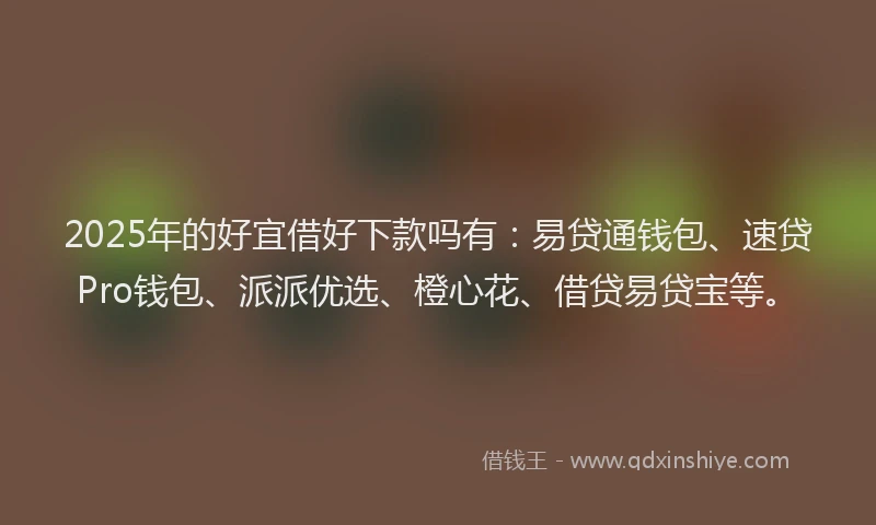 2025年的好宜借好下款吗有：易贷通钱包、速贷Pro钱包、派派优选、橙心花、借贷易贷宝等。