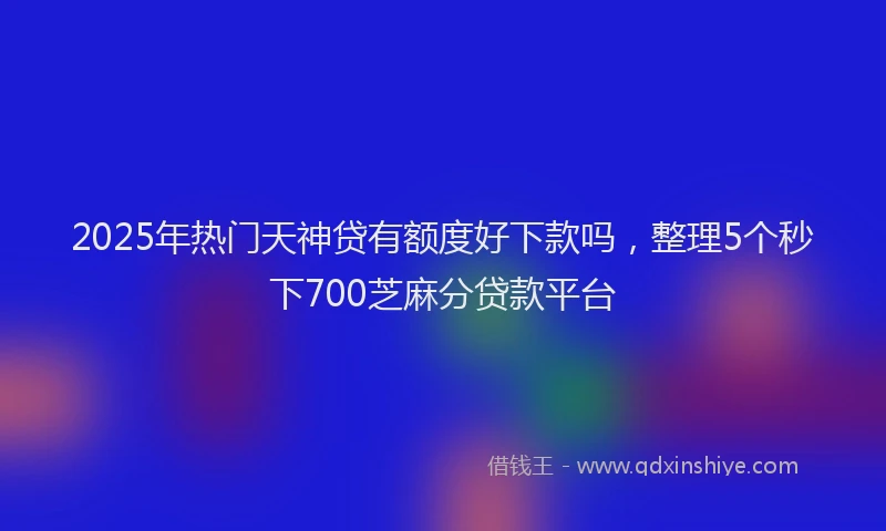 2025年热门天神贷有额度好下款吗，整理5个秒下700芝麻分贷款平台