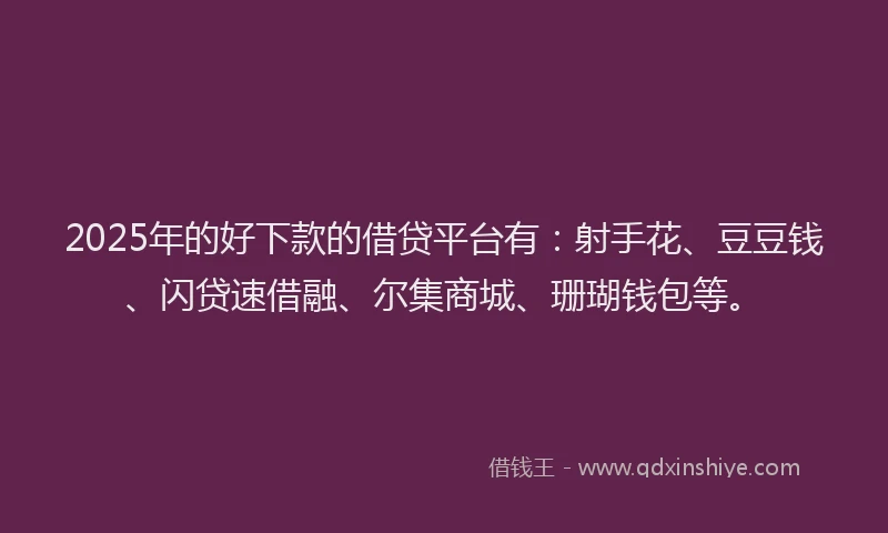 2025年的好下款的借贷平台有：射手花、豆豆钱、闪贷速借融、尔集商城、珊瑚钱包等。