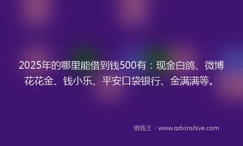 2025年的哪里能借到钱500有：现金白鸽、微博花花金、钱小乐、平安口袋银行、金满满等。