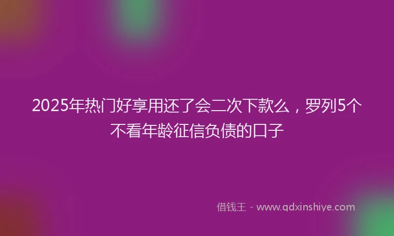 2025年热门好享用还了会二次下款么，罗列5个不看年龄征信负债的口子
