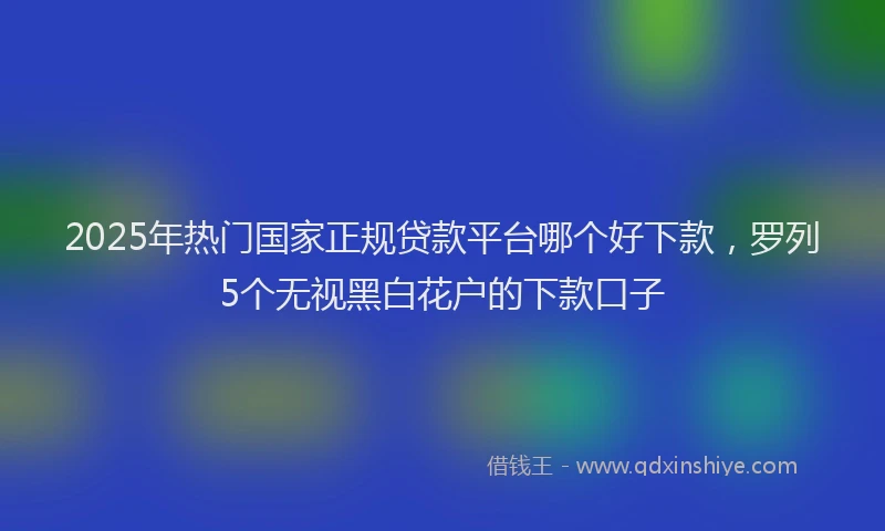 2025年热门国家正规贷款平台哪个好下款，罗列5个无视黑白花户的下款口子