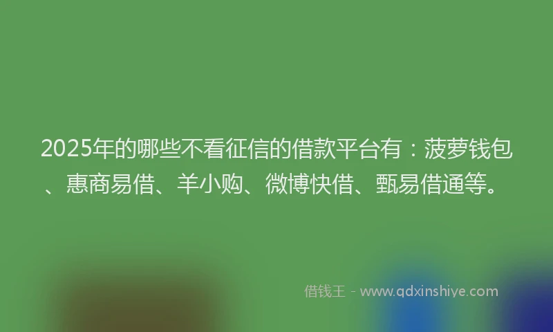 2025年的哪些不看征信的借款平台有：菠萝钱包、惠商易借、羊小购、微博快借、甄易借通等。