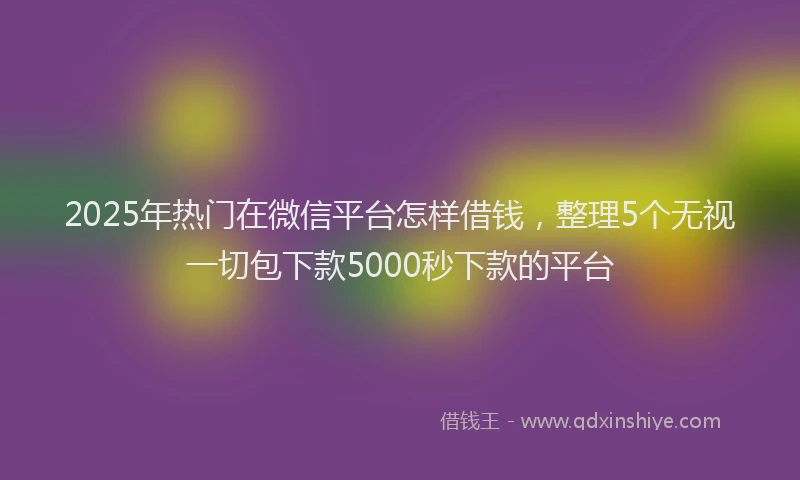2025年热门在微信平台怎样借钱，整理5个无视一切包下款5000秒下款的平台