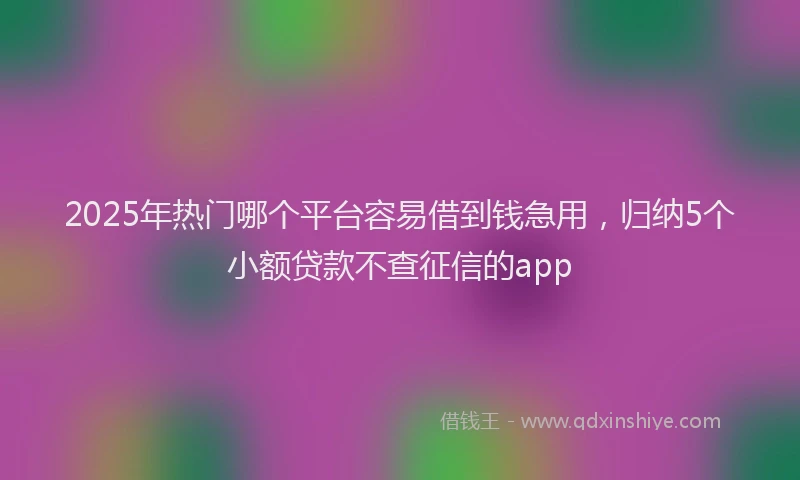 2025年热门哪个平台容易借到钱急用，归纳5个小额贷款不查征信的app