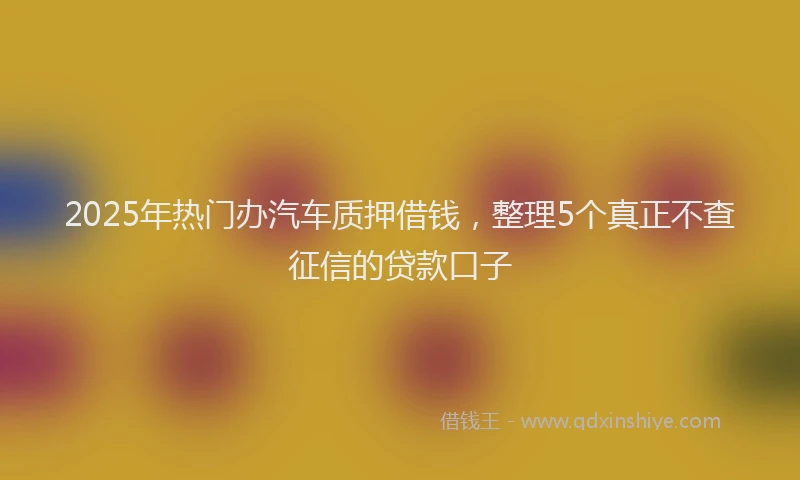 2025年热门办汽车质押借钱，整理5个真正不查征信的贷款口子