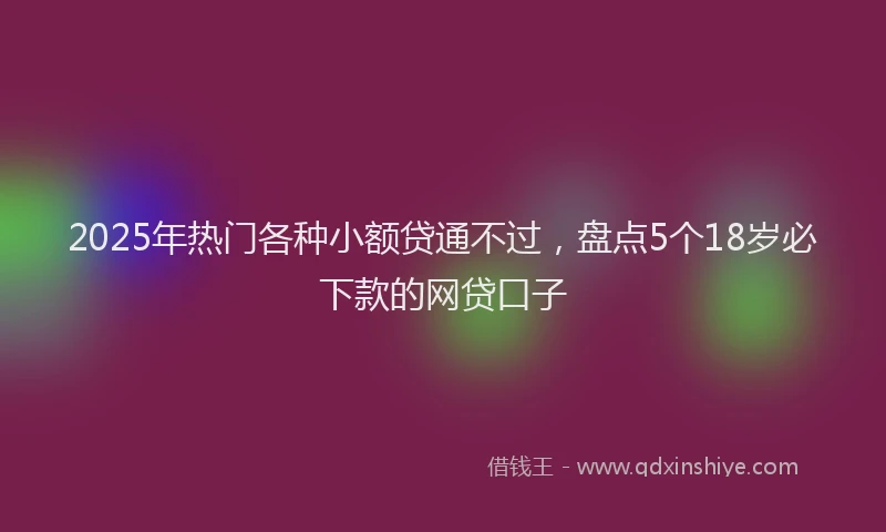 2025年热门各种小额贷通不过，盘点5个18岁必下款的网贷口子