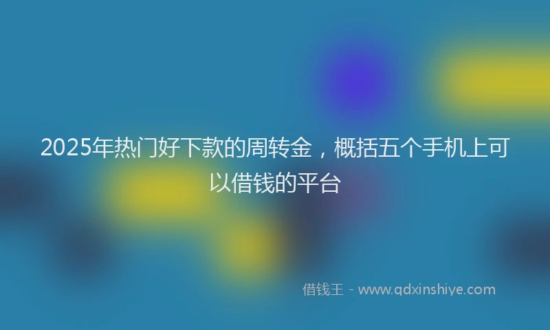 2025年热门好下款的周转金，概括五个手机上可以借钱的平台
