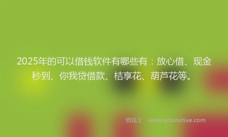 2025年的可以借钱软件有哪些有：放心借、现金秒到、你我贷借款、桔享花、葫芦花等。