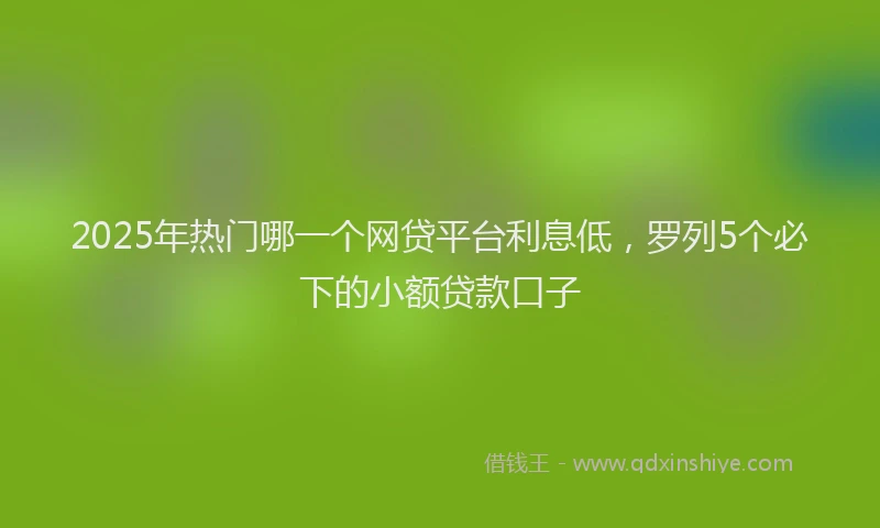 2025年热门哪一个网贷平台利息低，罗列5个必下的小额贷款口子