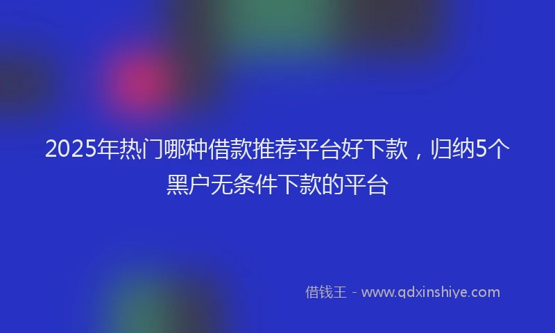 2025年热门哪种借款推荐平台好下款，归纳5个黑户无条件下款的平台
