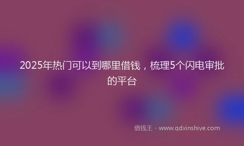 2025年热门可以到哪里借钱，梳理5个闪电审批的平台