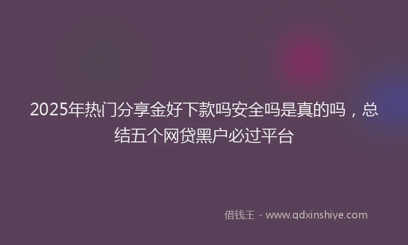2025年热门分享金好下款吗安全吗是真的吗，总结五个网贷黑户必过平台