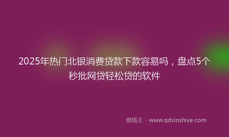 2025年热门北银消费贷款下款容易吗，盘点5个秒批网贷轻松贷的软件